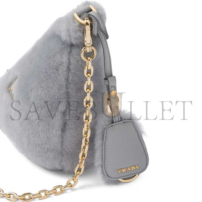 PRADA MINI TRIANGLE LOGO SHEARLING SHOULDER BAG 1NQ044 (28*16*7cm)